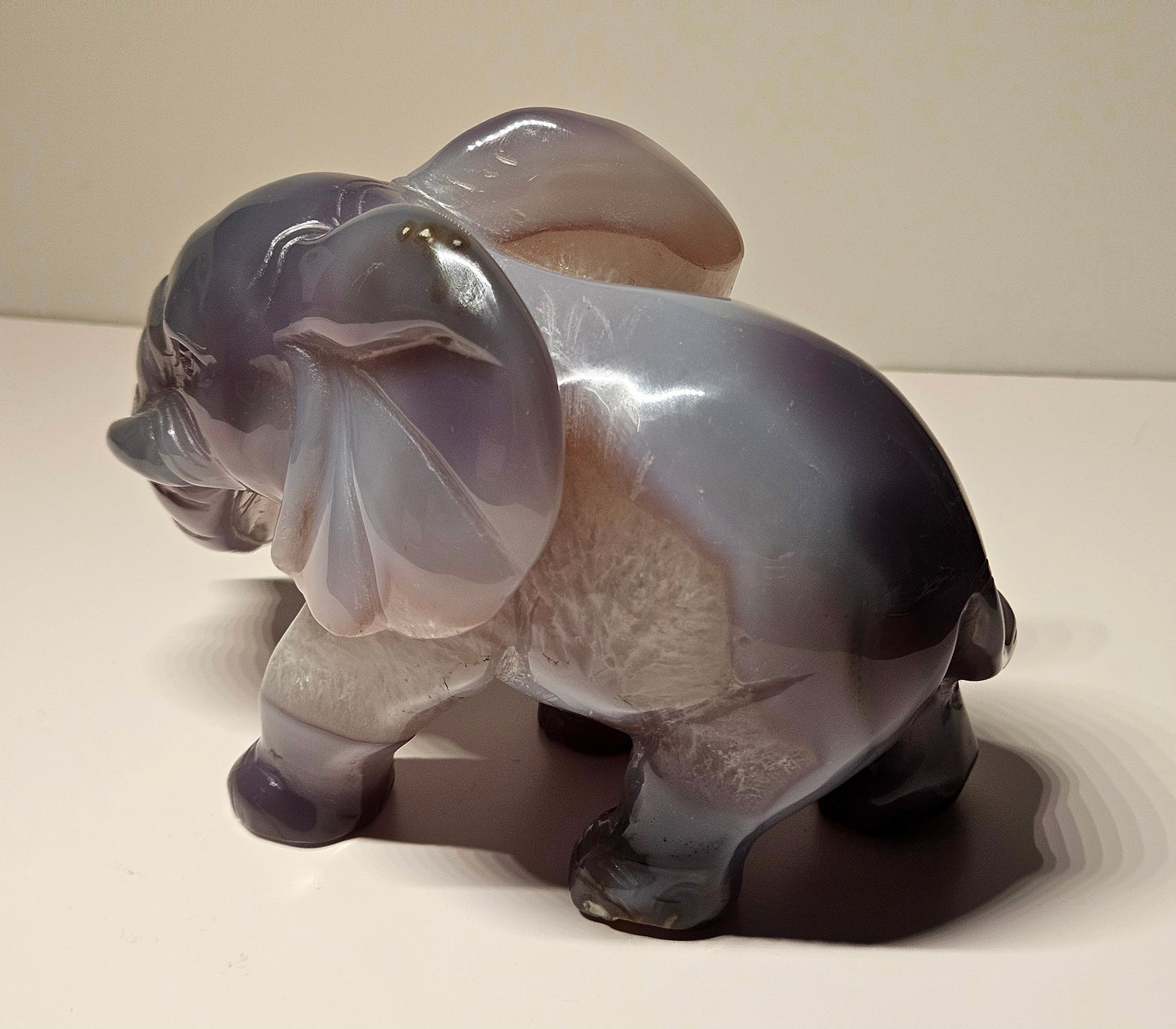 Druzy agate elephant carving
