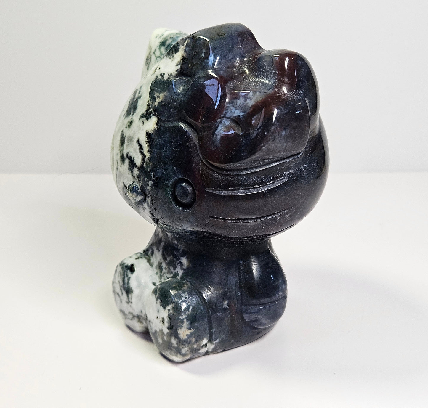 Ocean Jasper x Moss Agate Hello Kitty carving