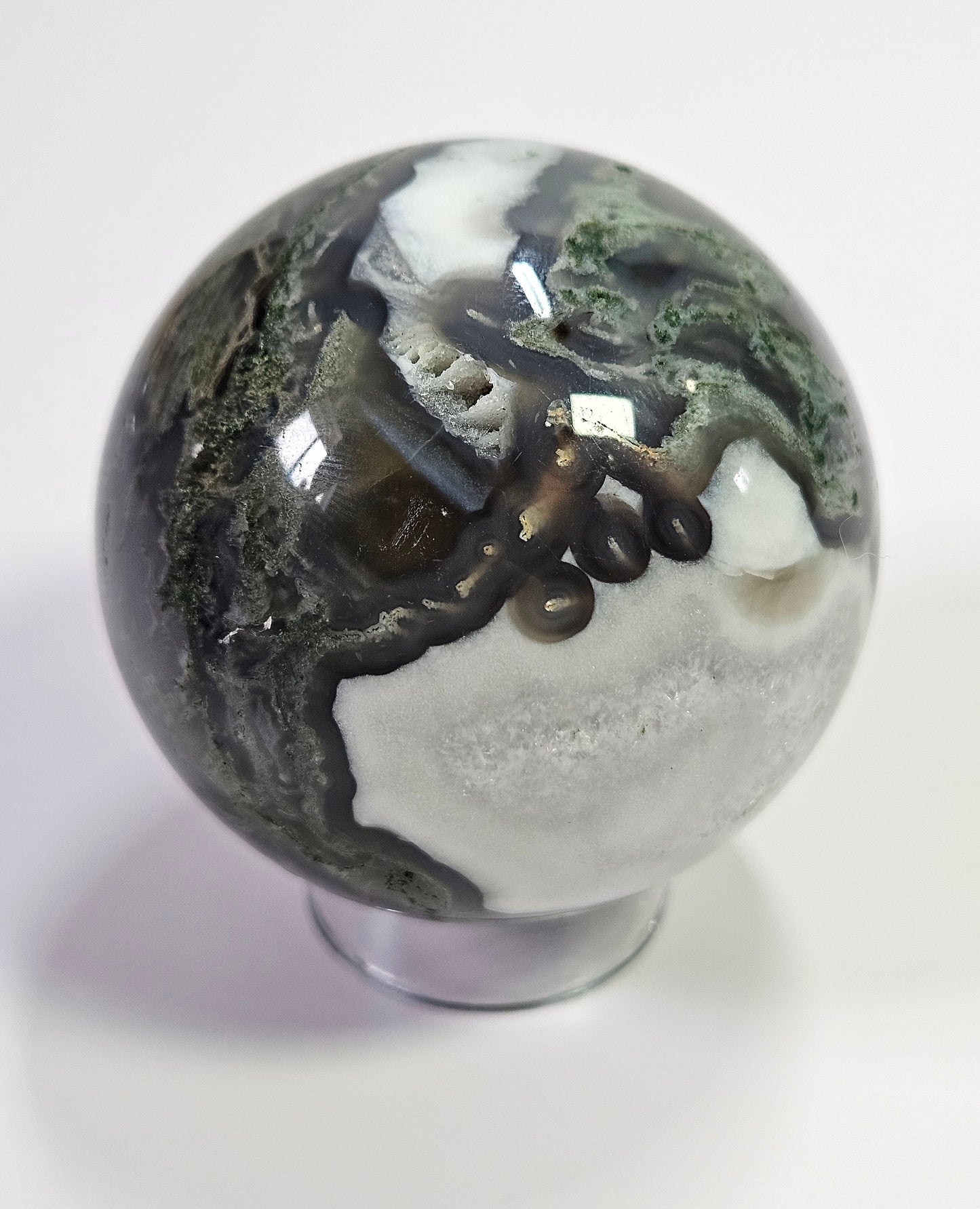 Moss agate sphere