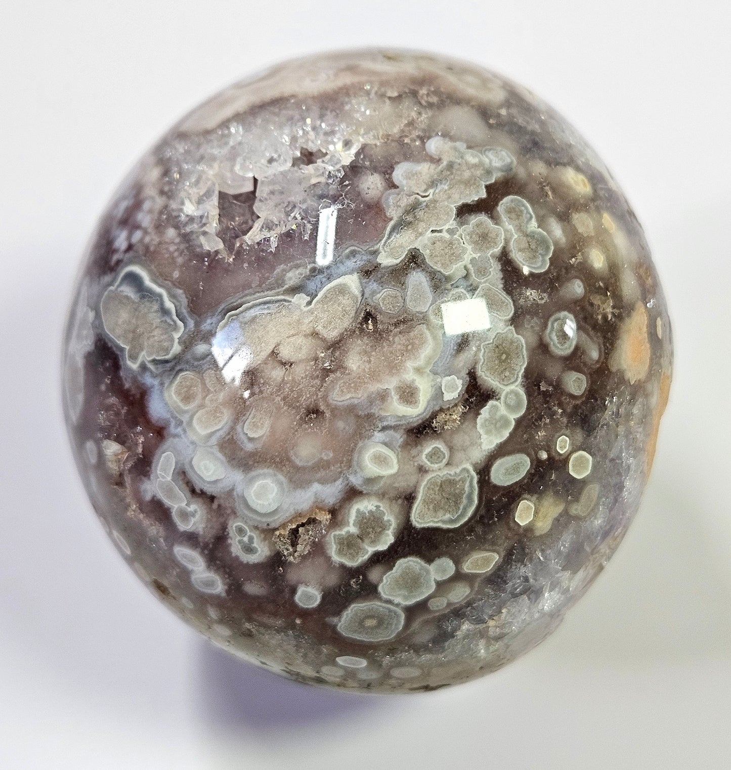 Druzy pink flower agate x Amethyst sphere