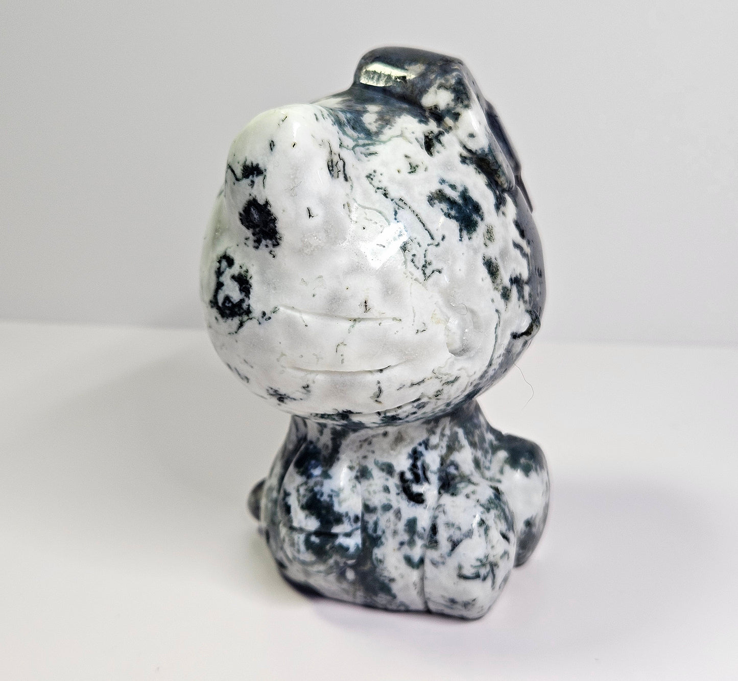 Ocean Jasper x Moss Agate Hello Kitty carving