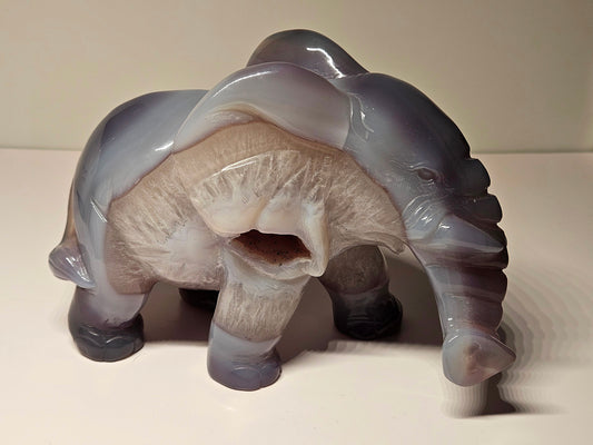 Druzy agate elephant carving
