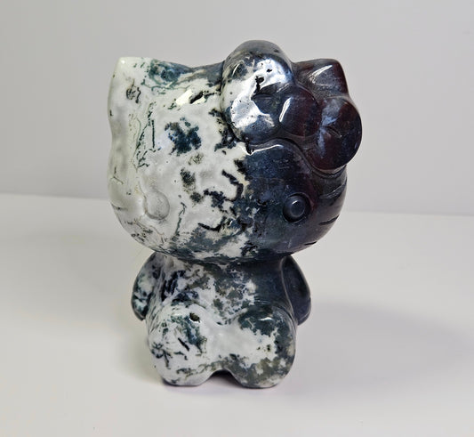 Ocean Jasper x Moss Agate Hello Kitty carving