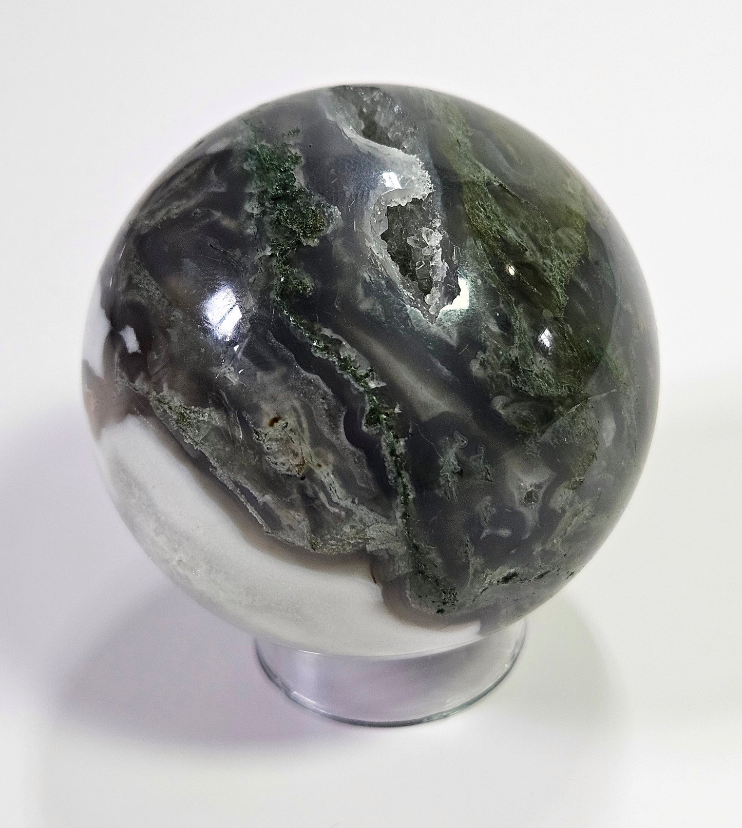 Moss agate sphere