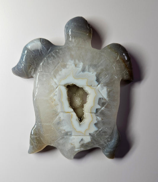 Druzy agate turtle carving
